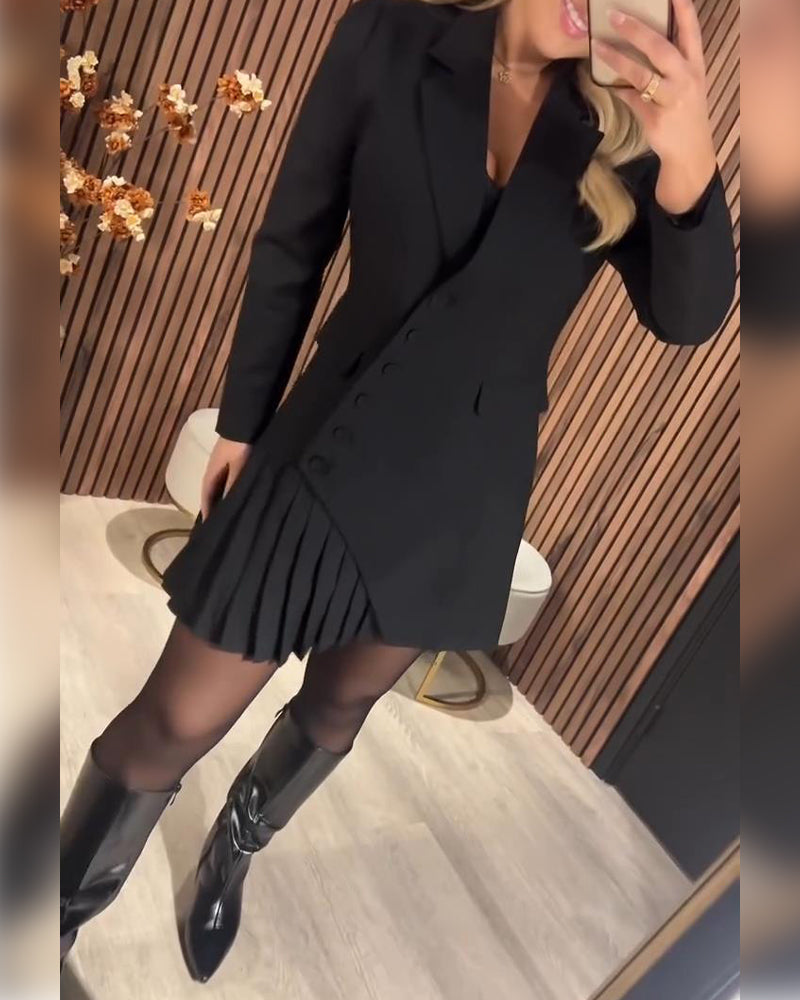 NÓWI | Robe Unie À Revers Et Style Tailleur