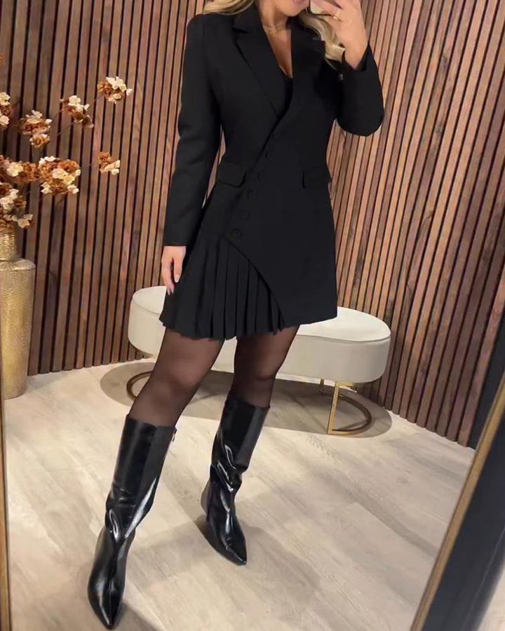 NÓWI | Robe Unie À Revers Et Style Tailleur
