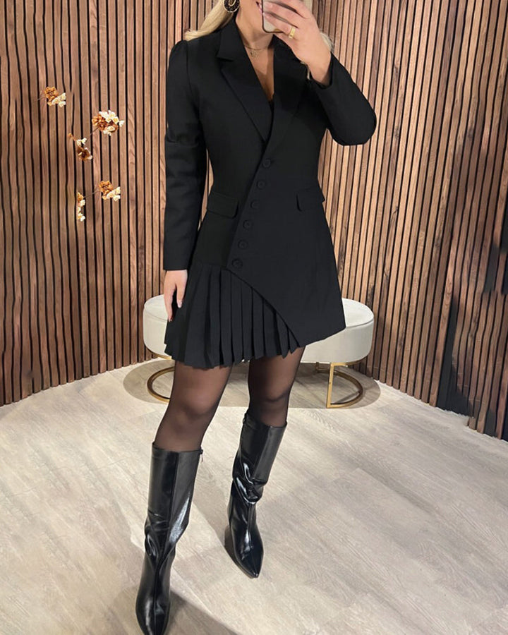 NÓWI | Robe Unie À Revers Et Style Tailleur