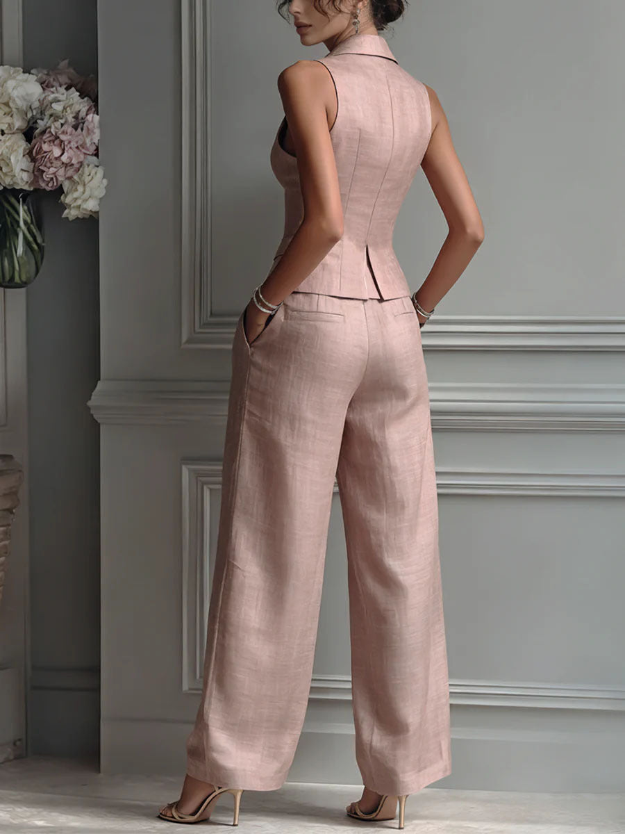 Margaux | Ensemble deux pièces boutonné avec col en V pour femme