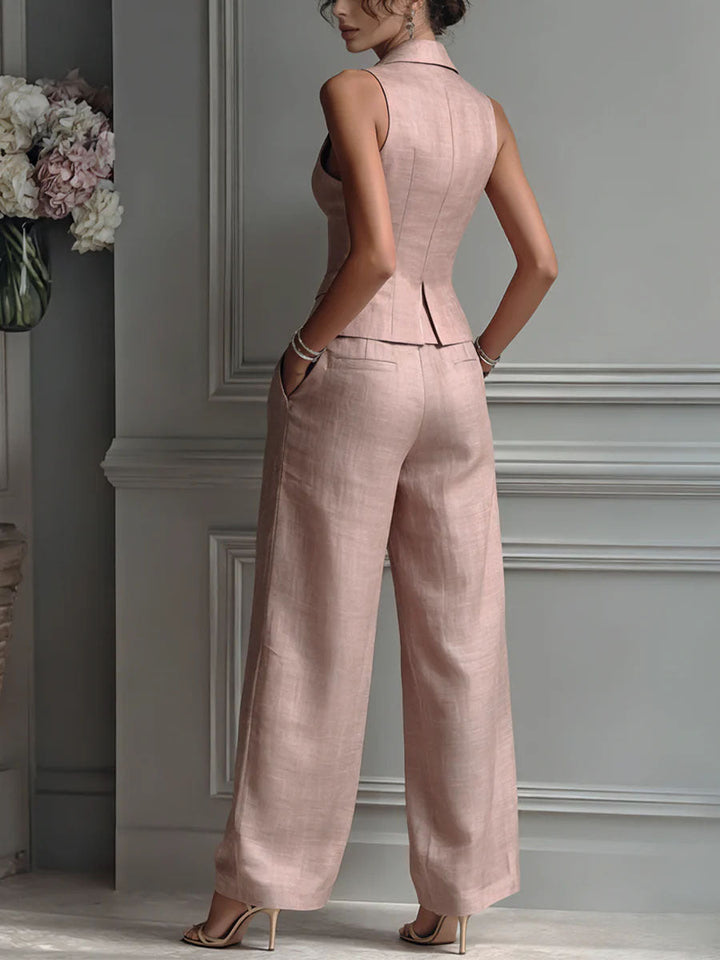Margaux | Ensemble deux pièces boutonné avec col en V pour femme