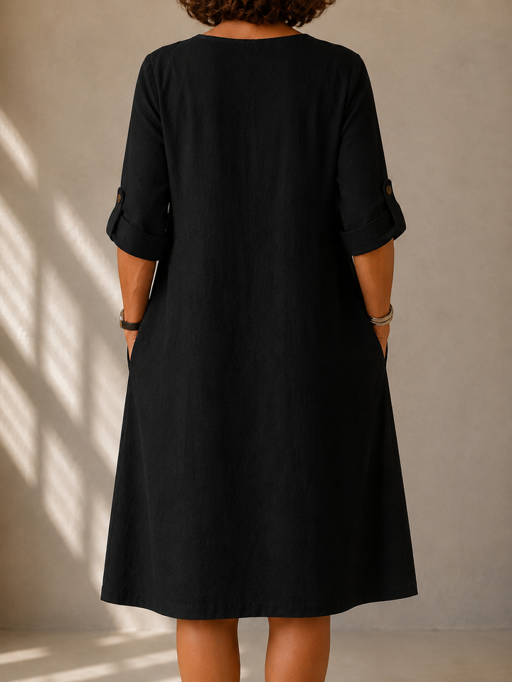 LUCIE | Robe Droite Manches Retroussées