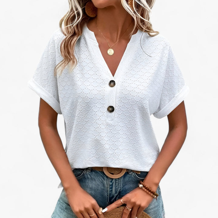 LAURA | Blouse Jacquard Élégante