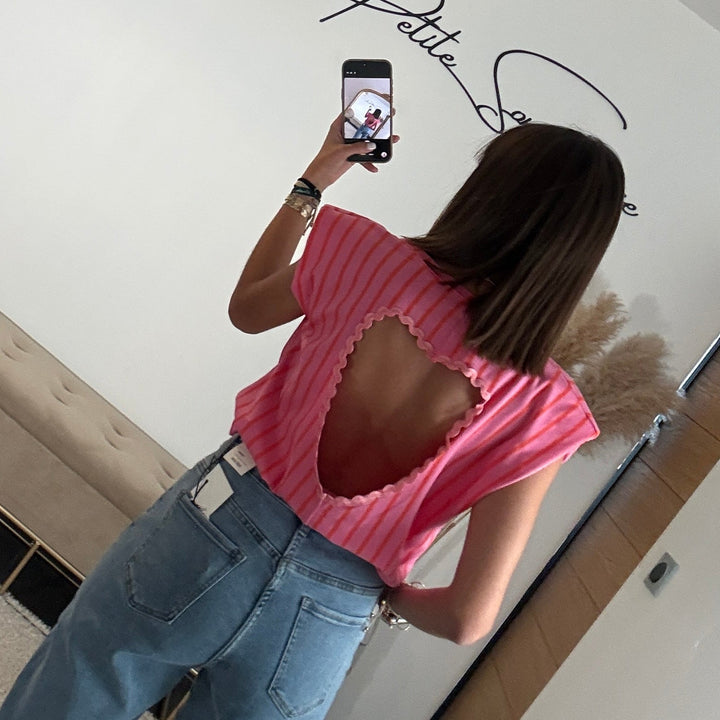 MOON | T-SHIRT DOS NU COEUR FUCHSIA