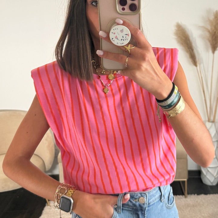 MOON | T-SHIRT DOS NU COEUR FUCHSIA