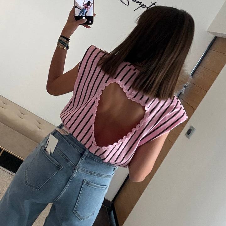 MOON | T-SHIRT DOS NU COEUR ROSE