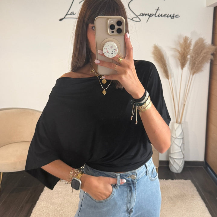 MAURA | TOP OVERSIZE NOIR