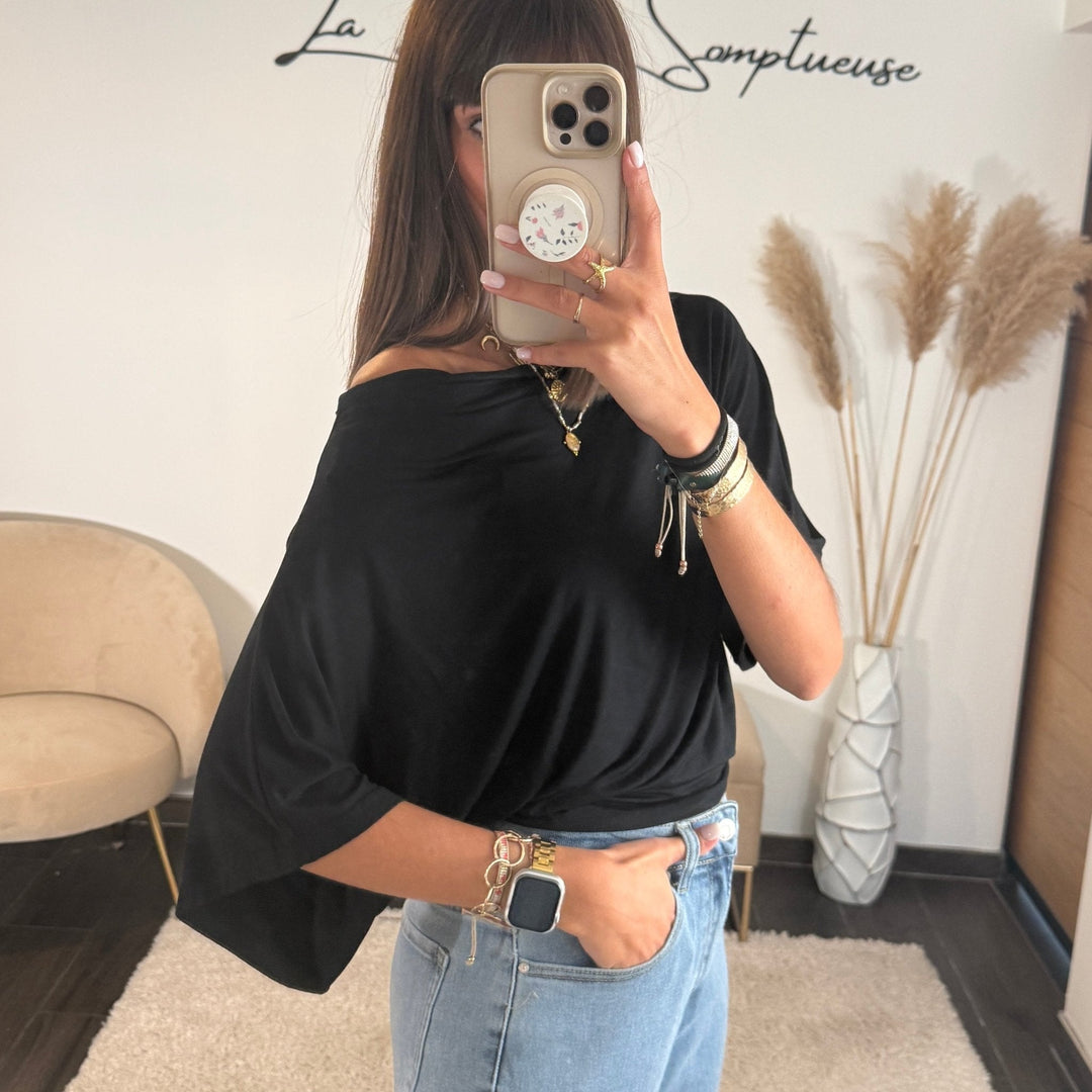 MAURA | TOP OVERSIZE NOIR